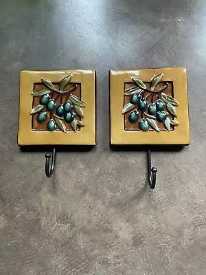 Foliage Tile Wall Mount Coat Hooks Bath Kitchen Towel Hanger • $13.50