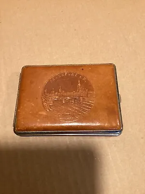 Vintage Leather Metal Cigarette Case Frankfurt Germany • $19