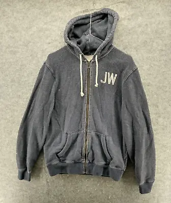 Jack Wills Mens Medium M Grey Full Zip Hoodie JW 100% Cotton Jersey LS • £8.99