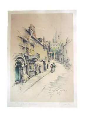 Vintage 1920s MARJORIE C. BATES Hand Coloured Lithography  PRINT The Jews House • £15