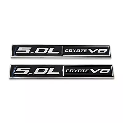 2x Chrome&Black 5.0L COYOTE V8 Logo Emblem 5.0 Bagde Metal Car Sticker GT Decal • $11.99