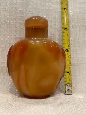 Hand Carved Agate Snuff Bottle Natural Color  (Floater) # 26 • $145