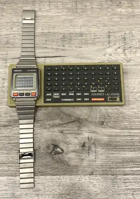 Seiko UC-2000 Rare Vintage Computer Watch And UC-2100 Dock Keyboard - Working • $400.55