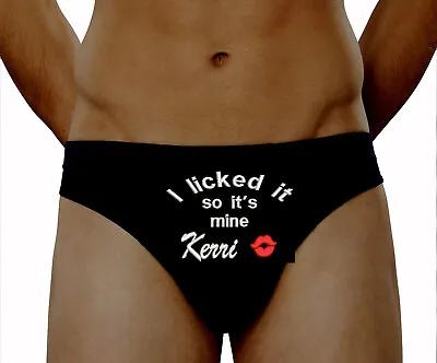 Personalised Valentines Pants Mens Briefs Licked It Lips Custom Underwear Gift • £10.88