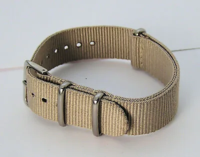 18mm One Piece Pass Through Ballistic Military Style Watch Bands Nylon Tan Color • $7.95