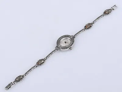 Marcasite Sultan Changing Simulated .925 Sterling Silver Wristwatch #17202 • $226.13