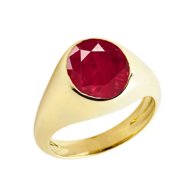 Solid Gold Ruby Birthstone Gentlemans Pinky Ring In 14K (Yellow/Rose/White) • $479.99