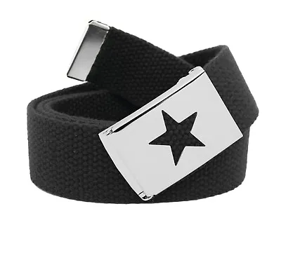 Build A Belt Men's Star Silver Flip Top 1.25  Wide Buckle With Canvas Web Belt • $9.99