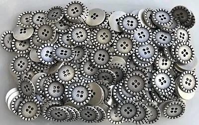 15mm 18mm 20mm 23mm 25mm Antique Aged Silver Metal 4 Hole Buttons (MB89-MB89D) • £1.29