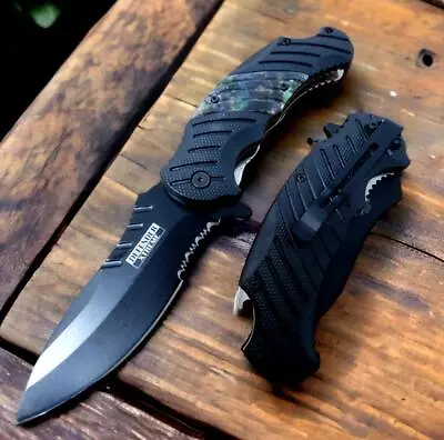 7  TACTICAL BLACK BLADE SPRING ASSISTED TACTICAL FOLDING POCKET KNIFE EDC Open • $11.33