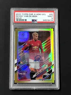 PSA 9 2020 Topps Chr. X Aoki UCL #82 Donny Van De Beek Gold AUTOGRAPH (LOW POP!) • $150