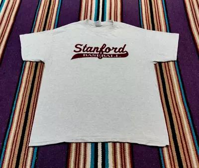 Vintage Y2K Stanford Cardinal Baseball Mizuno Double Sided Gray T Shirt Size XL • $19.99