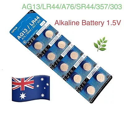 10 AG13/LR44/A76/SR44/357/303 Button Batteries 1.5V Alkaline Cell EXP2027 • $3.65