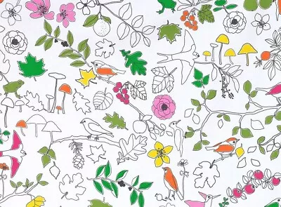 IKEA 2012 Fabric Floral Birds Mushroom Frog Edholm Ullenius Ludovika By The Yard • £12.24