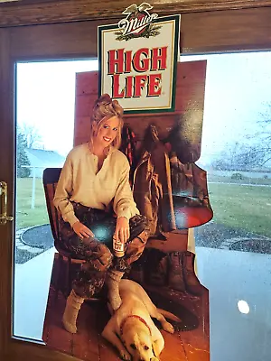 Miller High Life Beer Sign.  Woman With A Dog. 71 Inches Tall 33 1/2 Wide. • $40