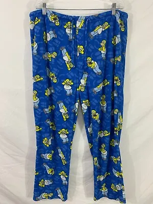 HOMER SIMPSON ~ Mens L ~ Blue Polyester Fleece Pajama Sleep Lounge Pants • $12.99