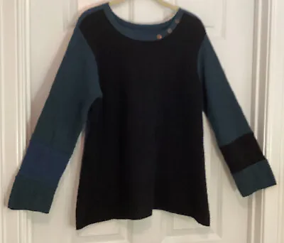 Margaret Winters Blue/black Pullover Sweater. Size M USA-made Long Sleeves • $21.99