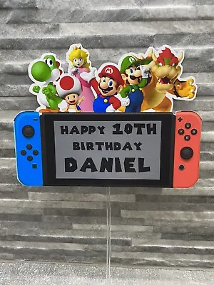 Personalised Mario Switch Gaming Theme Cake Topper Gloss Finish Free P+P 🌟 • £5.99