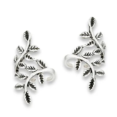 Branch Climbing Vine Nature .925 Sterling Silver Ivy Leaf Tree Ear Cuff Earrings • $13.49
