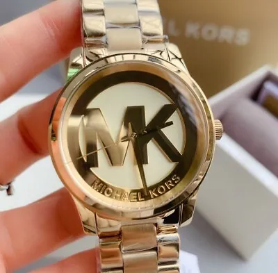 New Michael Kors MK5786 Women's 38mm Case Runway Gold-Tone Stainless Steel Watch • $85.49