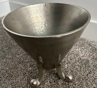 MCM Vintage Pewter Ice Bucket Planter Accent Bowl Footed Cone Shaped • $50