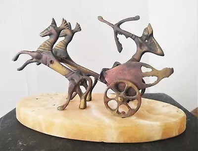 Mid Century Modern Greek Chariot Horses & Soldier On Marble Base Missing A Side • $52