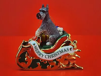 Danbury Mint Christmas Ornament Schnauzer Dog Santa's Helper 2006 • $27.88