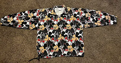 $25 • Buy Mickey Mouse  Disney Classic Pullover Light Jacket 1/4 Zip Medium AOP