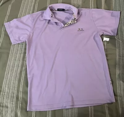 BURBERRY Brit Men's Lavender Cotton Polo Shirt Size Medium • $13.20