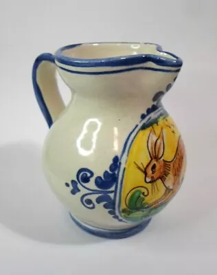 Vintage MAJOLICA CREAMER - BUNNY RABBIT / HARE Design Made In Italy 4  Tall • $20