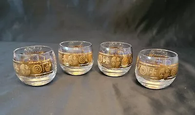 Mid Century Modern Punch Glasses Culver Briard Style Gold Finish Set Of 4 • $44.99