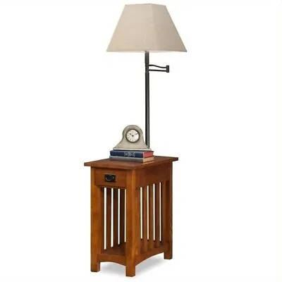 Leick Furniture Mission Chairside Solid Wood Lamp Table Medium In Oak • $260.99