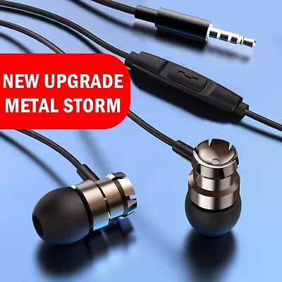 Metal In Ear Headphones With Microphone Turbo Bass 3.5mm Wired Earphones • $2.68