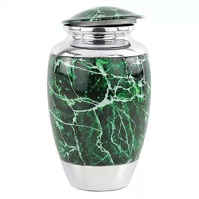 10  Aluminum Metal Cremation Urn For Cremated Human Remains Storage Green Marble • $59.99