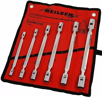 6pc Flexi Flexible Dual Head Double Ended Socket Spanner Wrench Set 8mm-19mm • $31.07