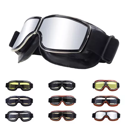 Motorcycle Goggles Vintage Leather Riding Glasses Scooter ATV Off-Road Eyewear • $13.99