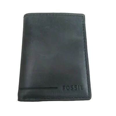 Fossil Allen Trifold RFID Black Leather Mens Wallet NEW SML1550001 • $32.95