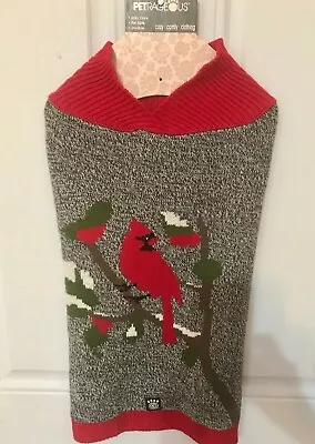 $8.50 • Buy DOG SWEATER Size LARGE, Winter, Knit, Gray Red, NEW - Pitbull Cardinal Christmas