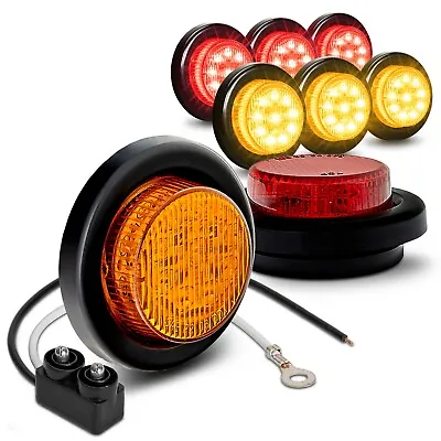 8pc DOT Grommet Flush-Mount Amber + Red 2 Inch Round Trailer LED Marker Lights • $36.95