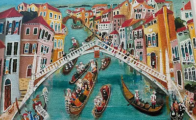 Venice Italy Rialto Bridge Gondolas Signed Framed Print • $50