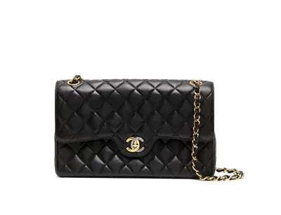 Chanel Vintage Classic Double Flap Bag Quilted Lambskin Medium Black • $3550