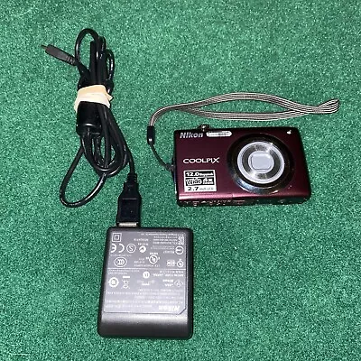 Nikon COOLPIX S3000 12.0MP Digital Camera Plum CCD  4X Wide Zoom - Lens Error • $35