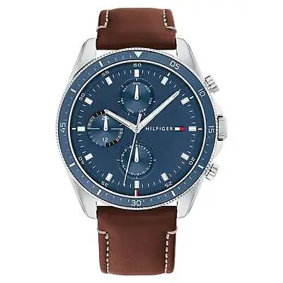 Tommy Hilfiger Brown Leather Men's Multi-function Watch - 1791837 • $246