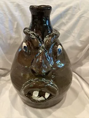 Large Mike Craven Face Jug Gillsville GA Folk Art Southern Pottery 11” • $165