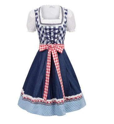 £25 • Buy JASAMBAC Women's German Dirndl Dress Costumes 3 Pieces For Oktoberfest Carnival