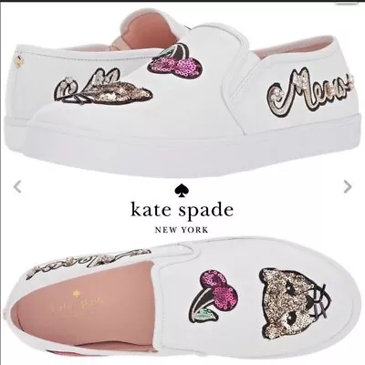 Kate Spade Lizbeth Cats Meow Slip-On Sneakers Tennis Shoe Cherry/Leopard/Panther • $120