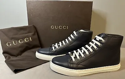 Gucci Leather High Top Navy Blue Sneaker Men’s Size 8.5 (US Size 9) • $350