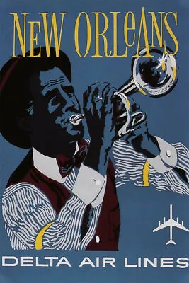 366323 New Orleans Delta Airlines Vintage Travel Jazz Art Print Poster • $38