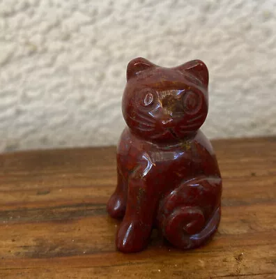 Jasper Stone Brown Red Cat Kitten Kitty Miniature Figurine Dollhouse Vintage • $17.39
