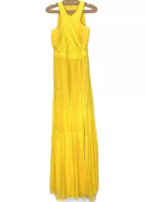 VERONICA BEARD Florencia Sleeveless Silk Maxi Dress Canary Yellow (MSRP $698) • $78.99